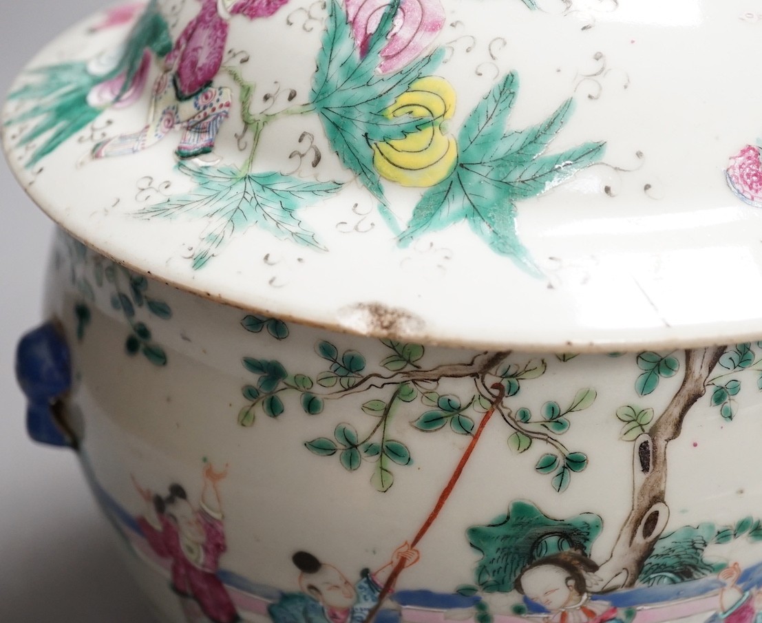 A 19th century Chinese famille rose lidded jar - 23cm high
